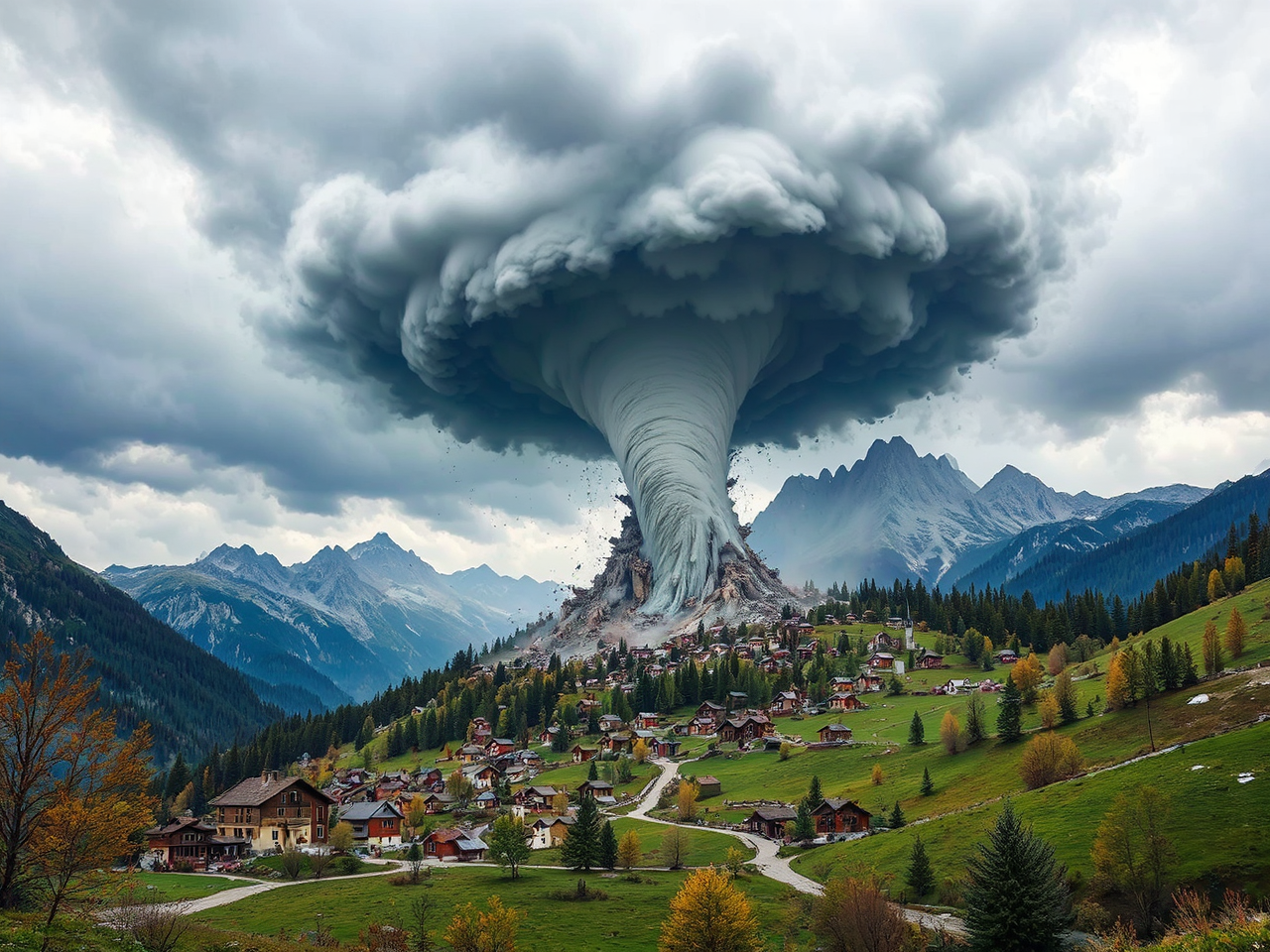Tornado destroys Dolomite mountain