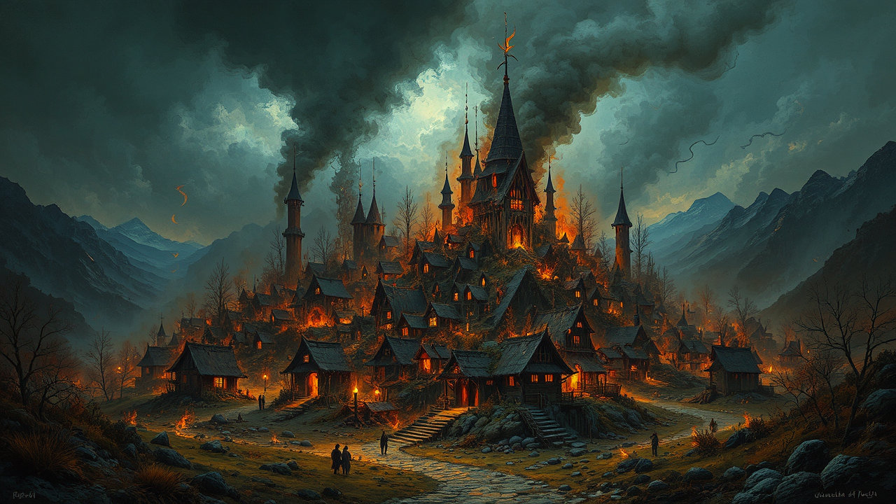 Painting of a burning