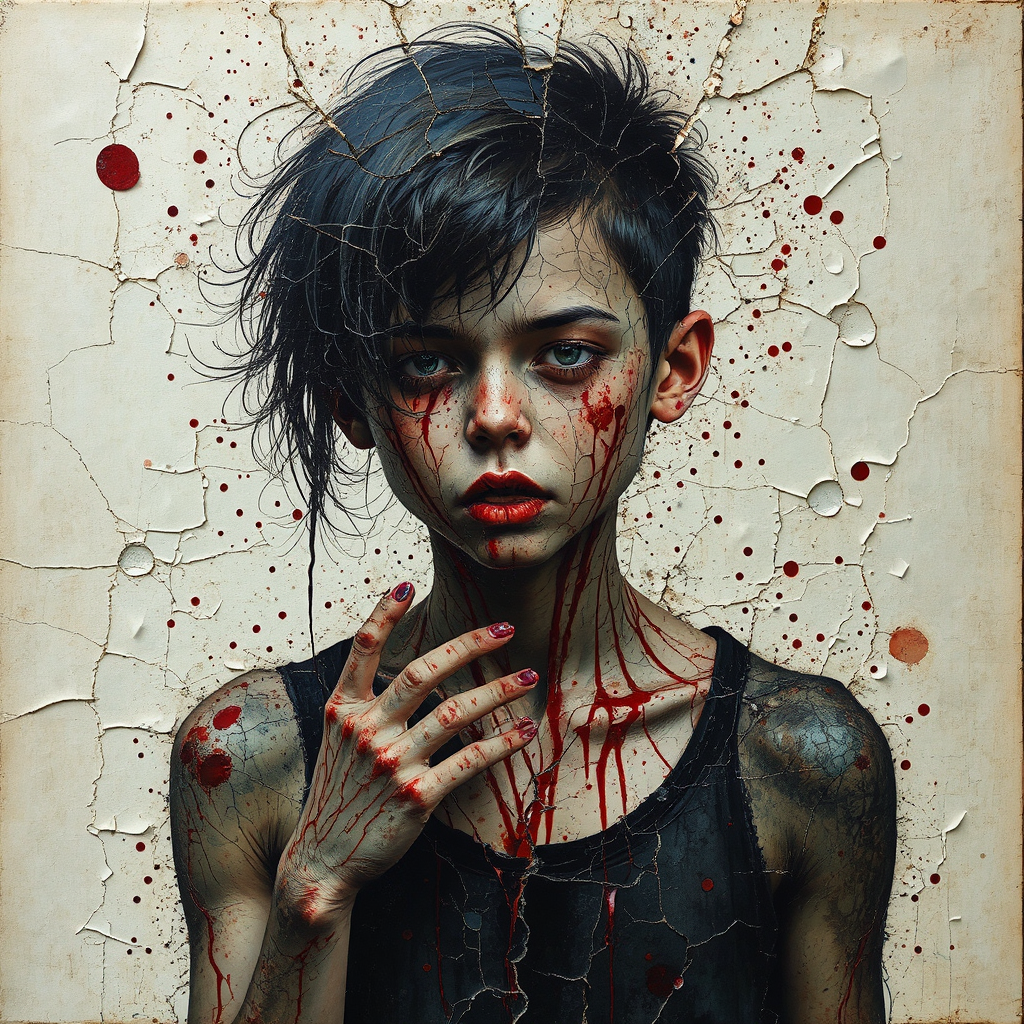 Teenager with bleeding veins.