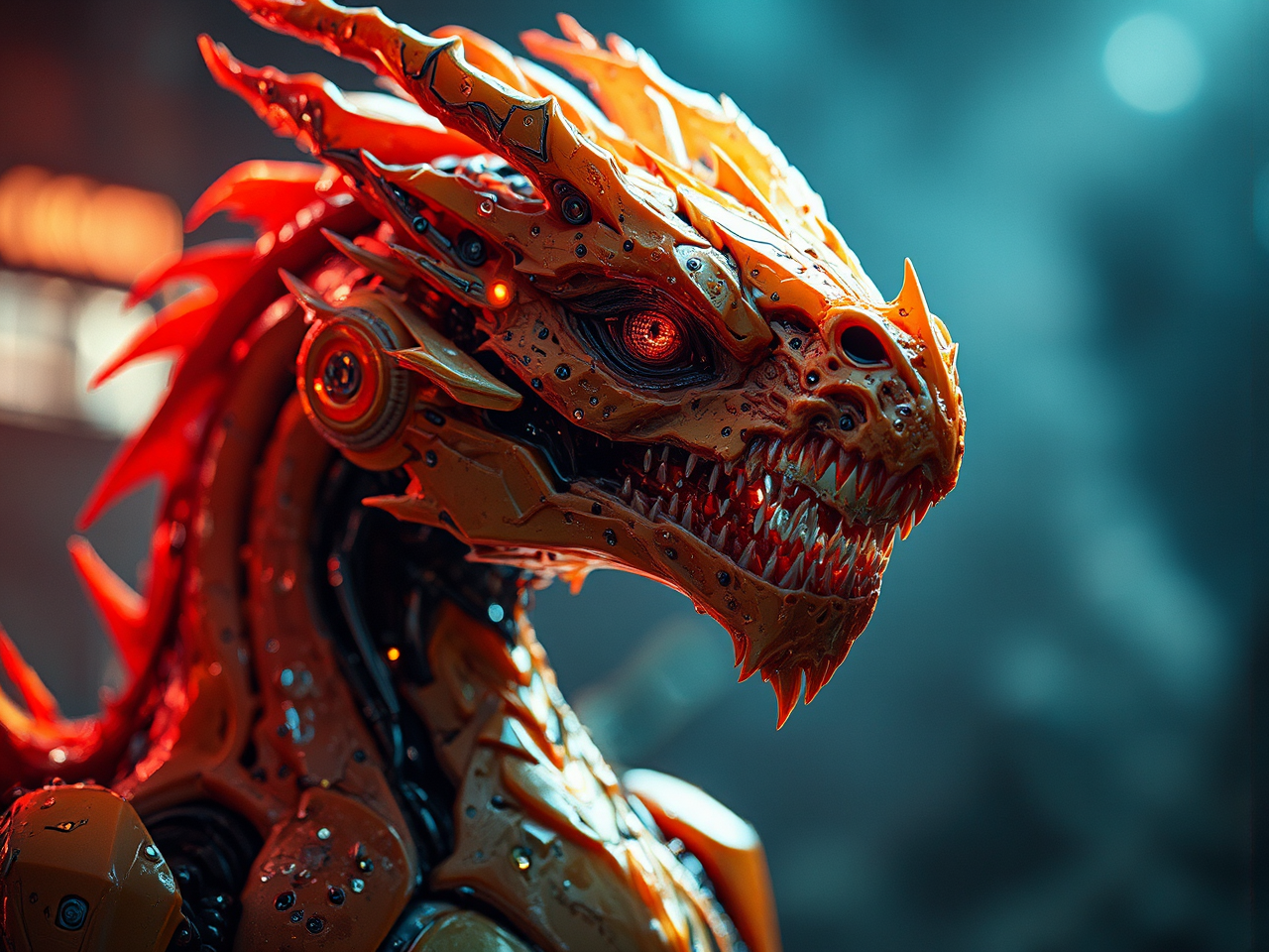 Cyborg dragon in digital
