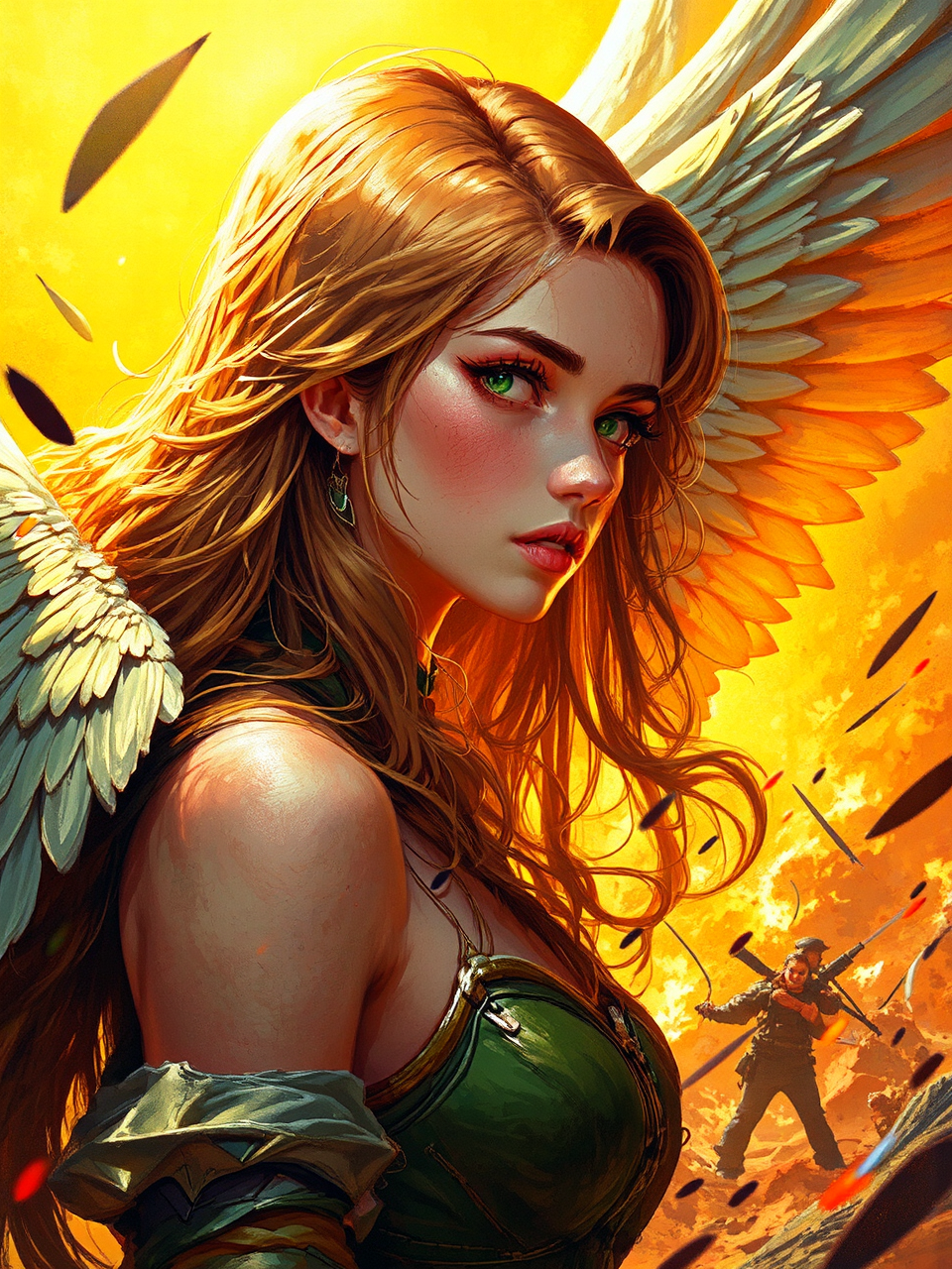 Girl in armor fighting