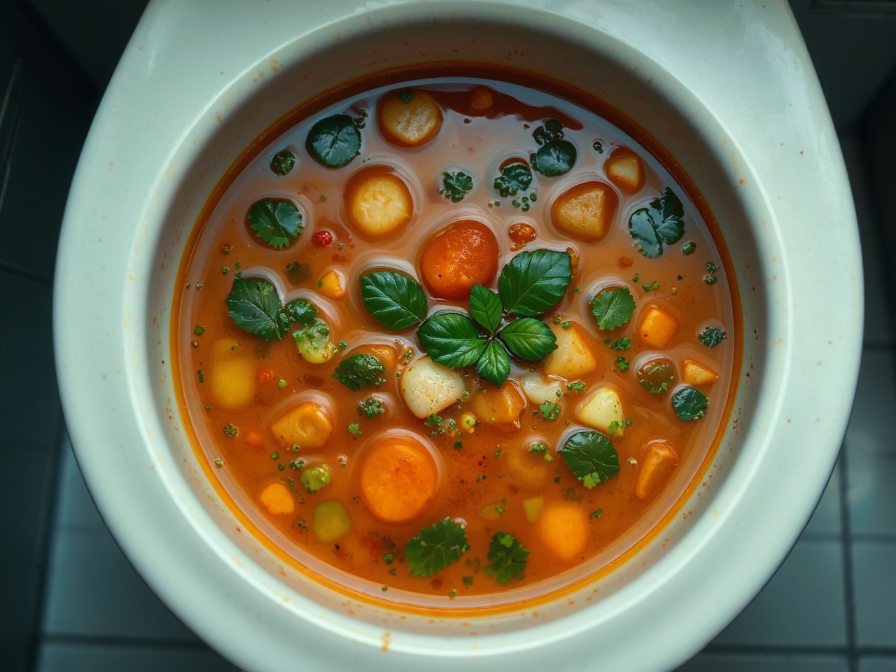 Soupy mess in toilet