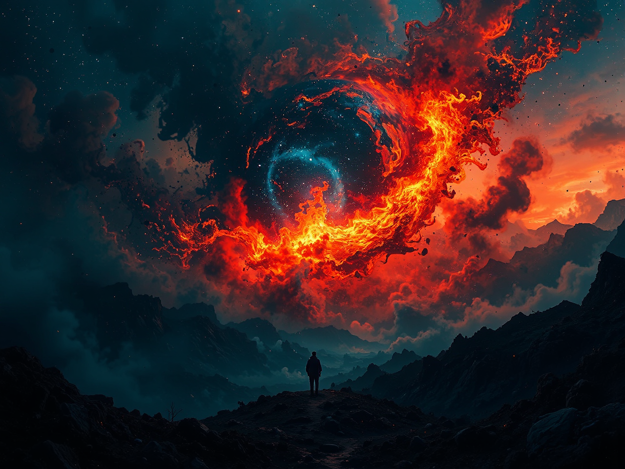 A cosmic world ablaze.