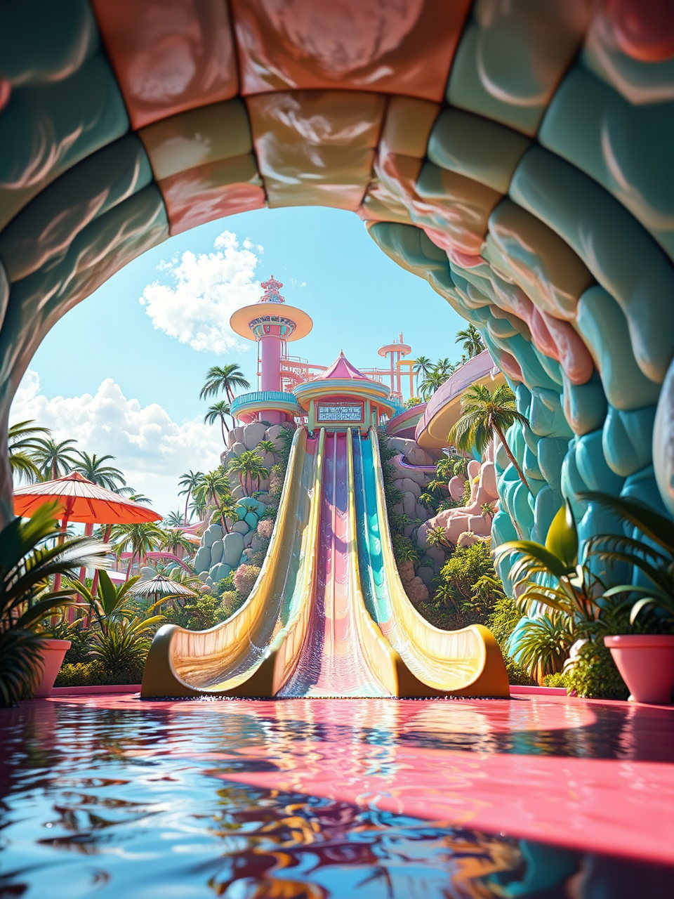 Exotic colorful water park