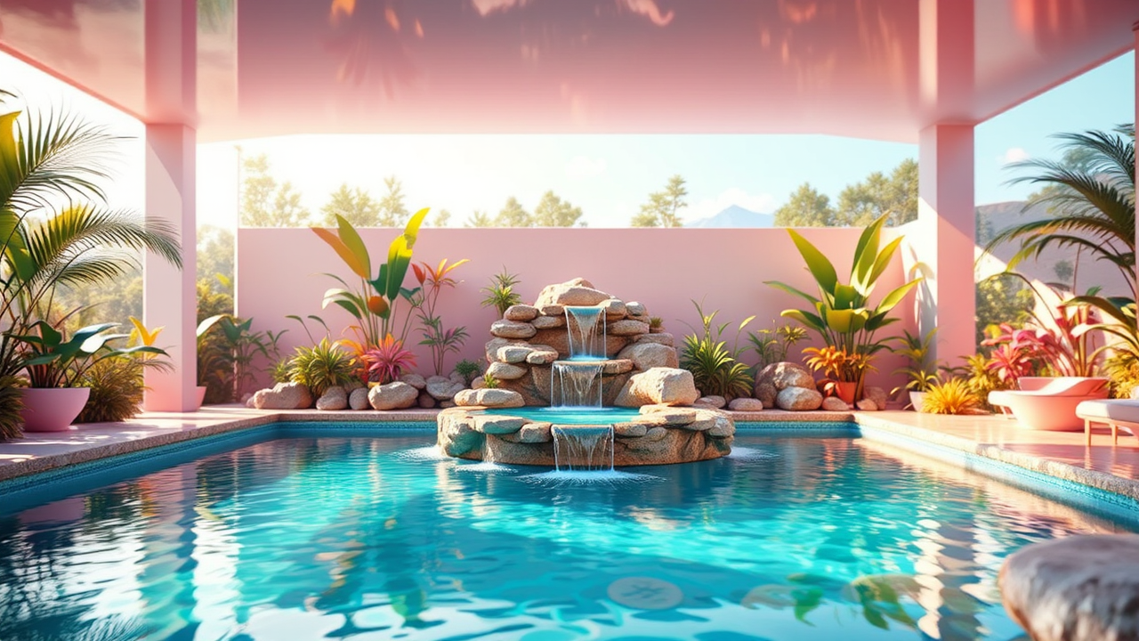 Exotic colorful swimming pool