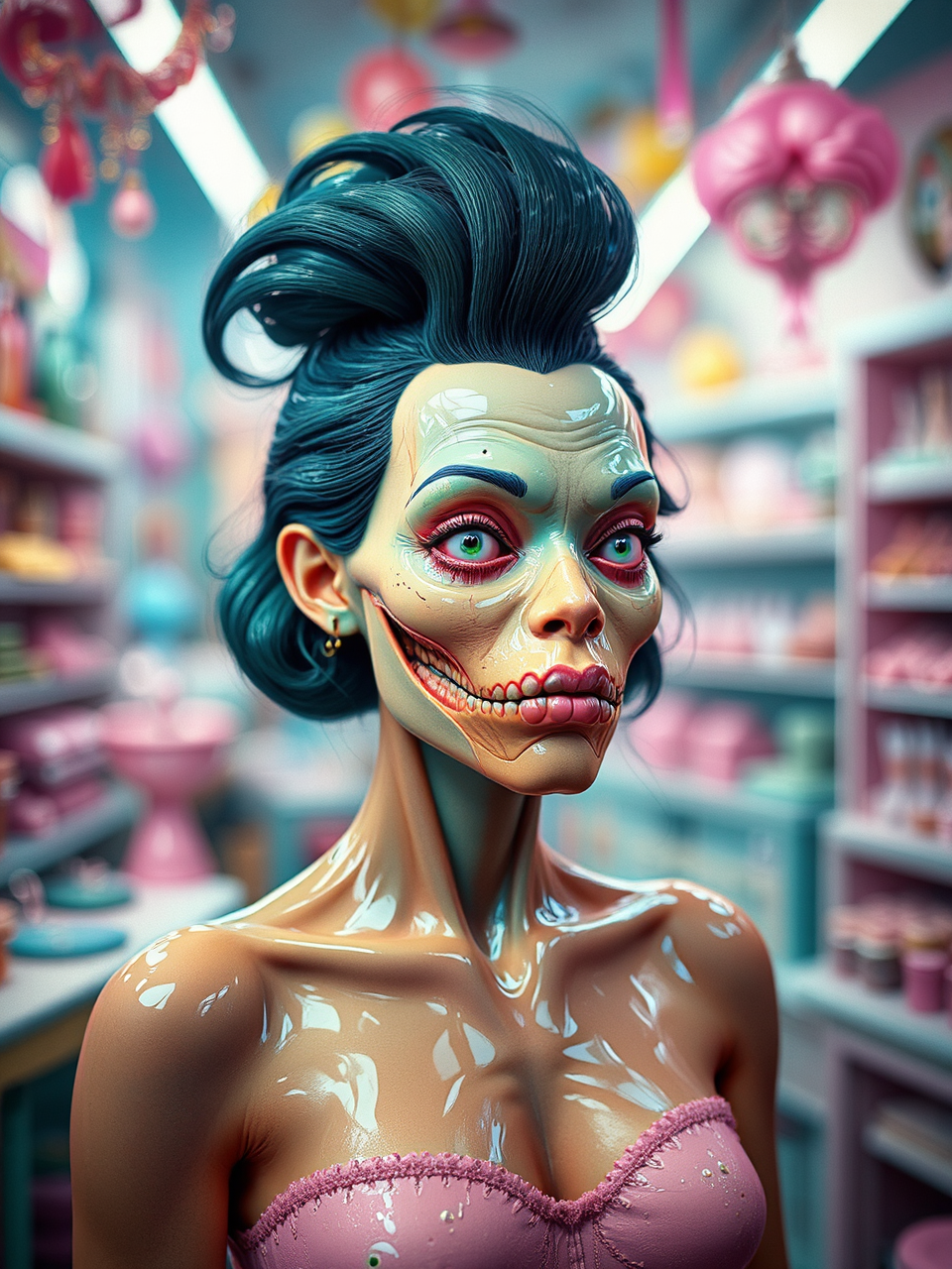 Exotic colorful prosthetic makeup