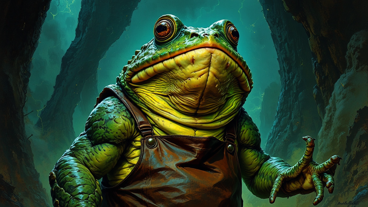 Bioluminescent toad demon in