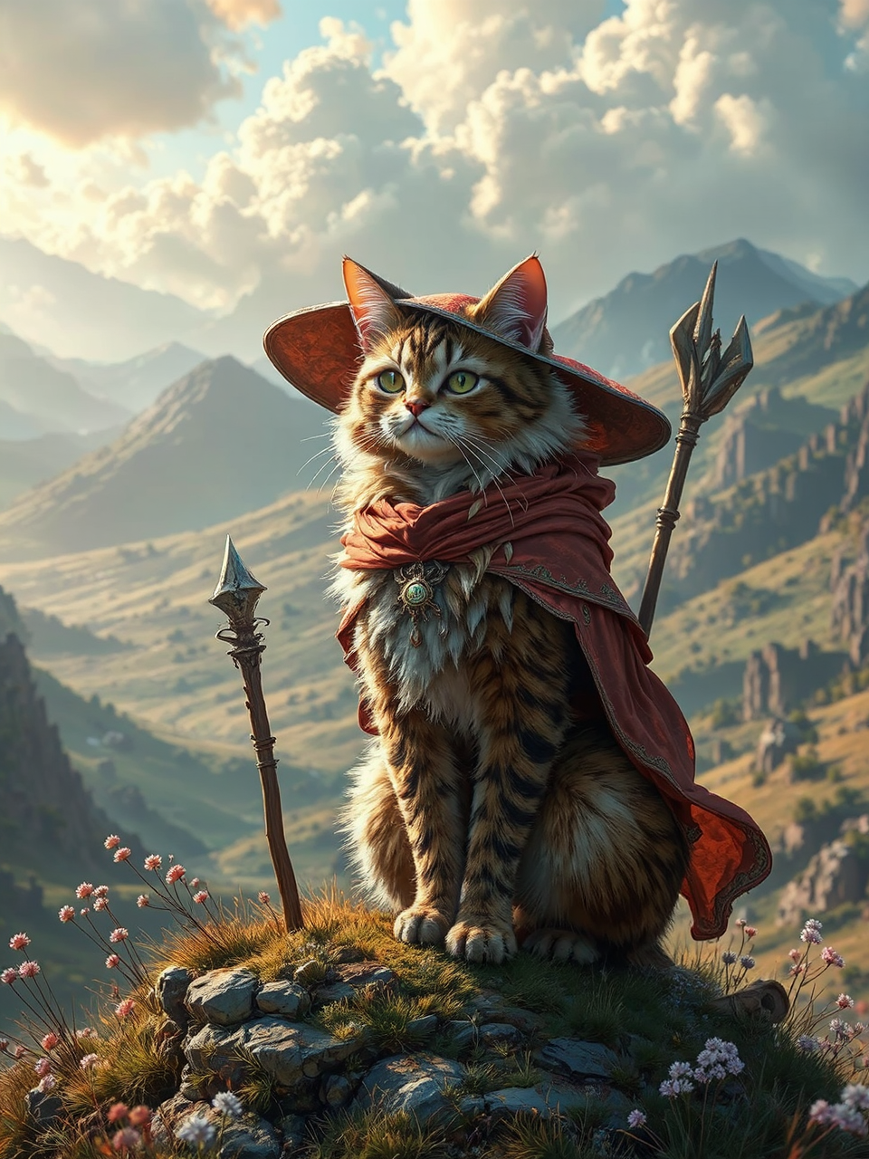 Mage cat on medieval