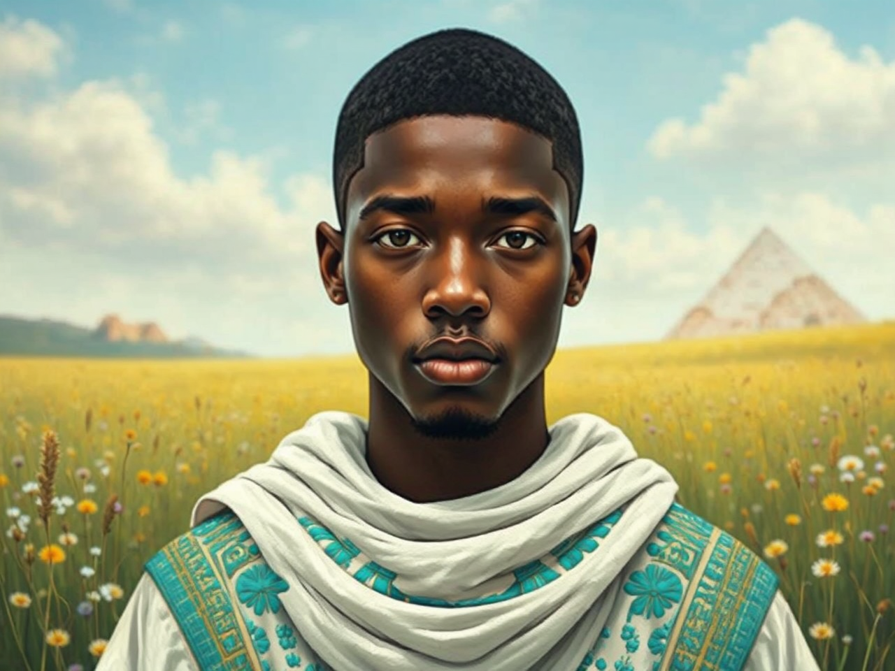 Ancient Egyptian-inspired portrait of