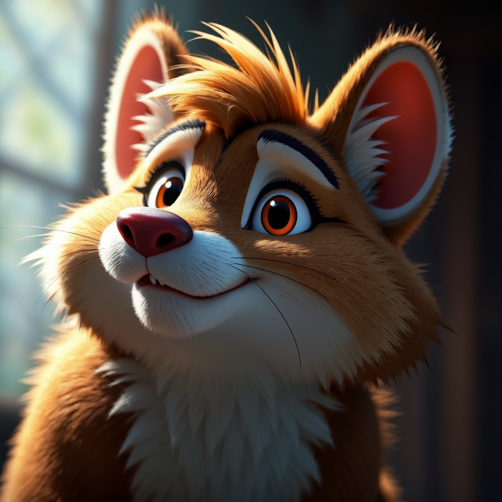 Anthropomorphic fur-covered person's close-up