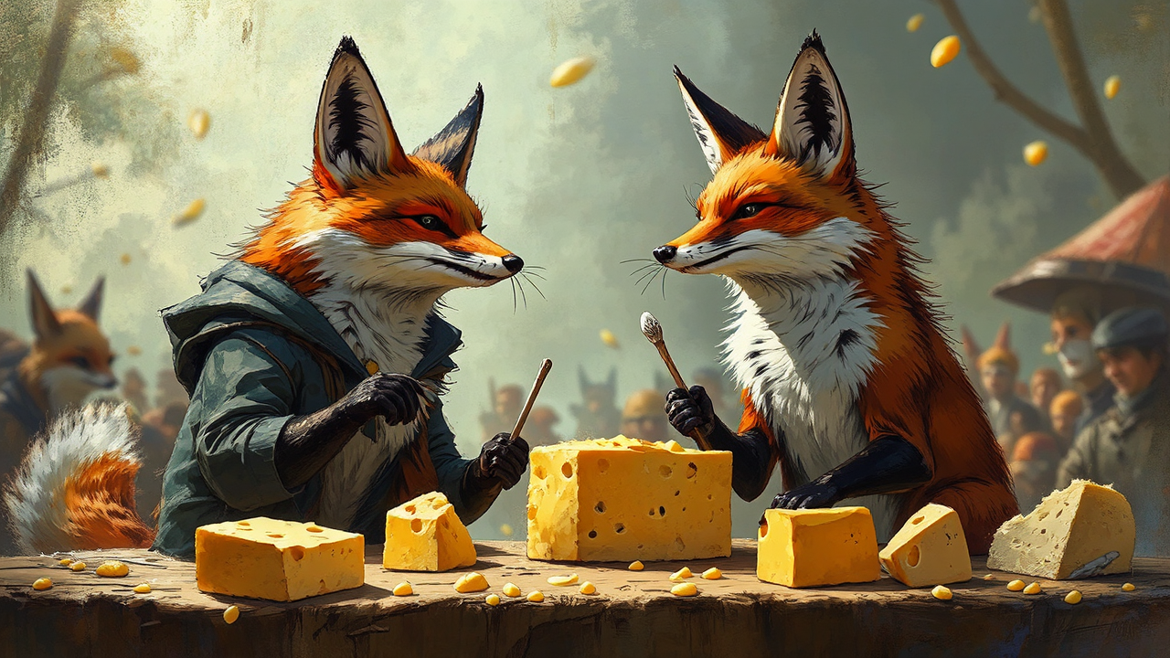Foxes judge a cheese