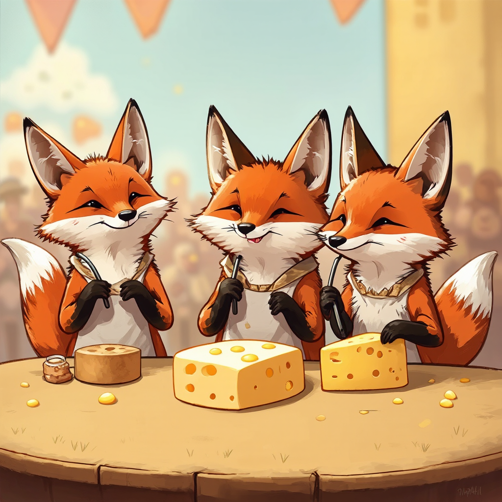 Silly foxes judge cheese