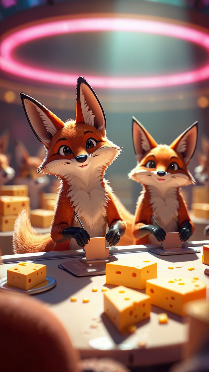 Foxes judge a cheesy