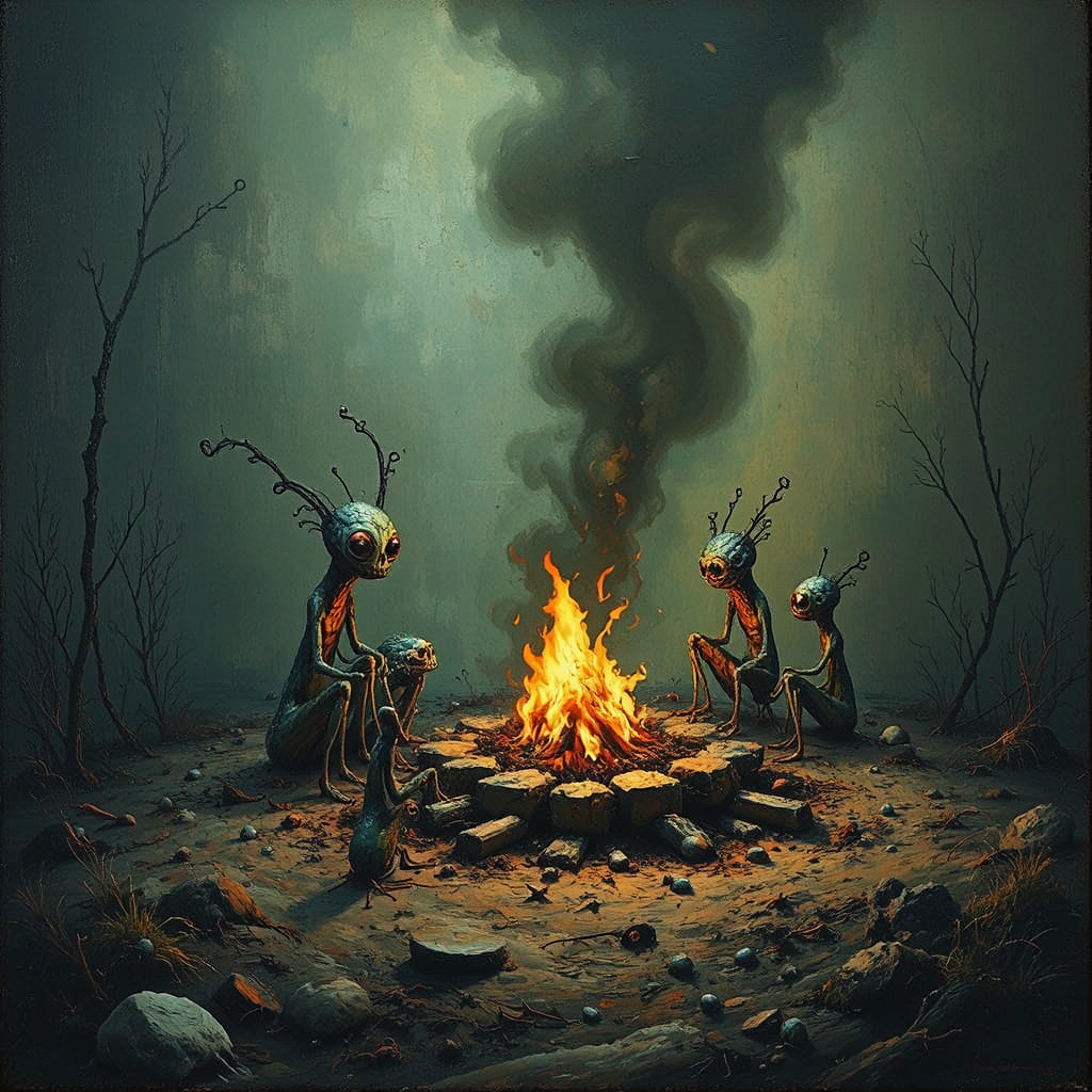 Microscopic creatures gather around