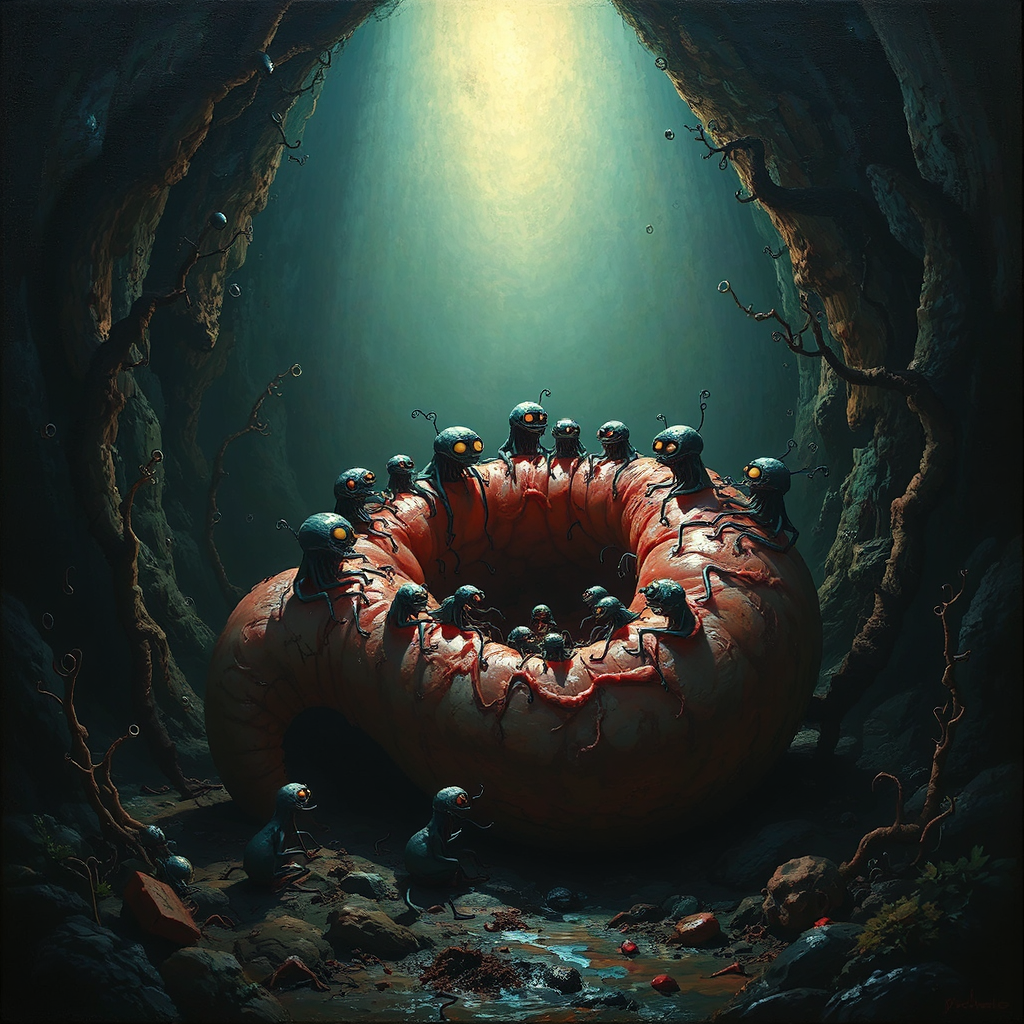 Microscopic creatures trapped in