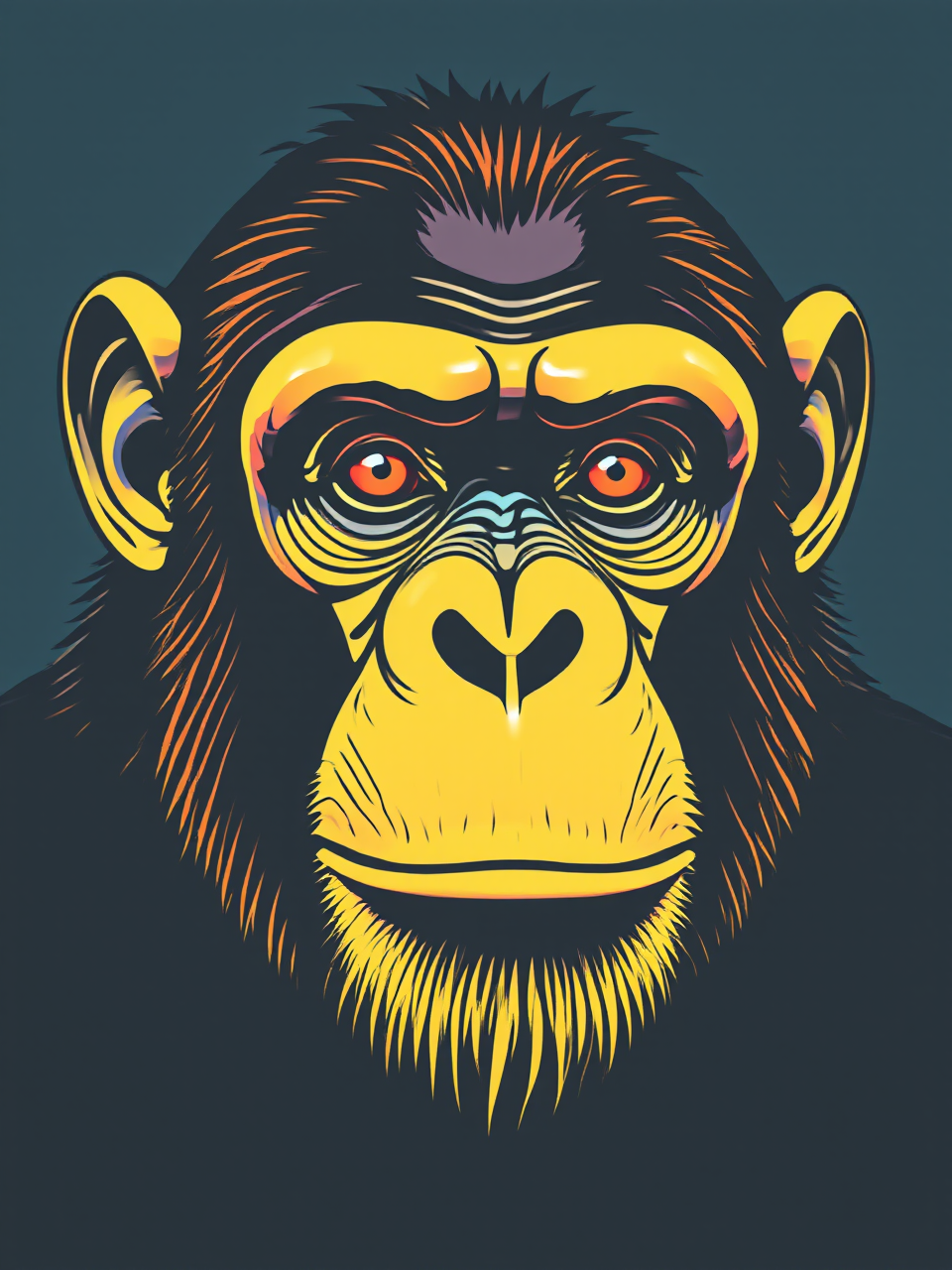 Retro vector chimpanzee portrait.