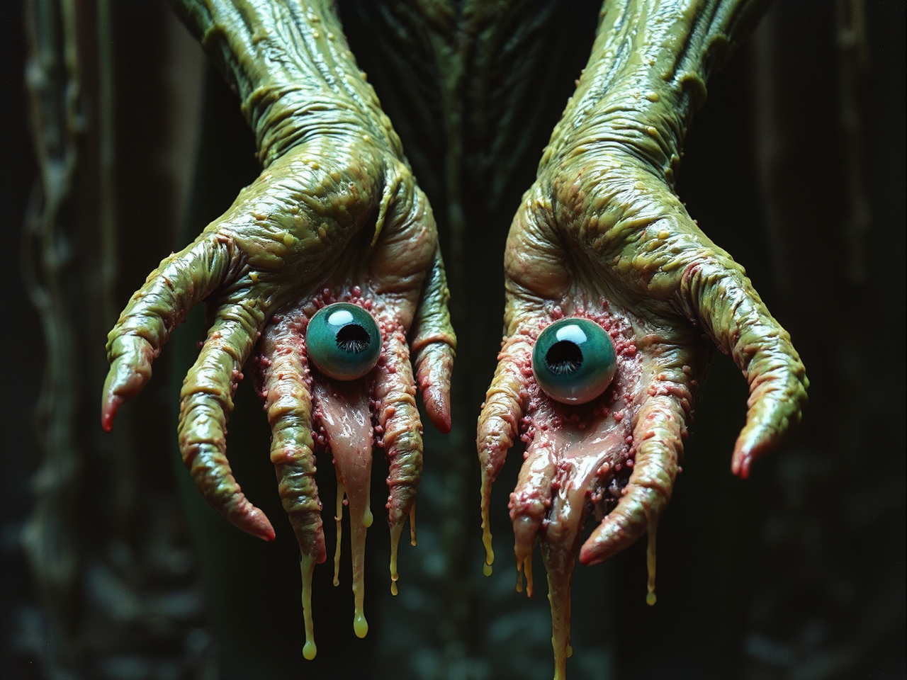 Ultra-detailed alien creature's hands.