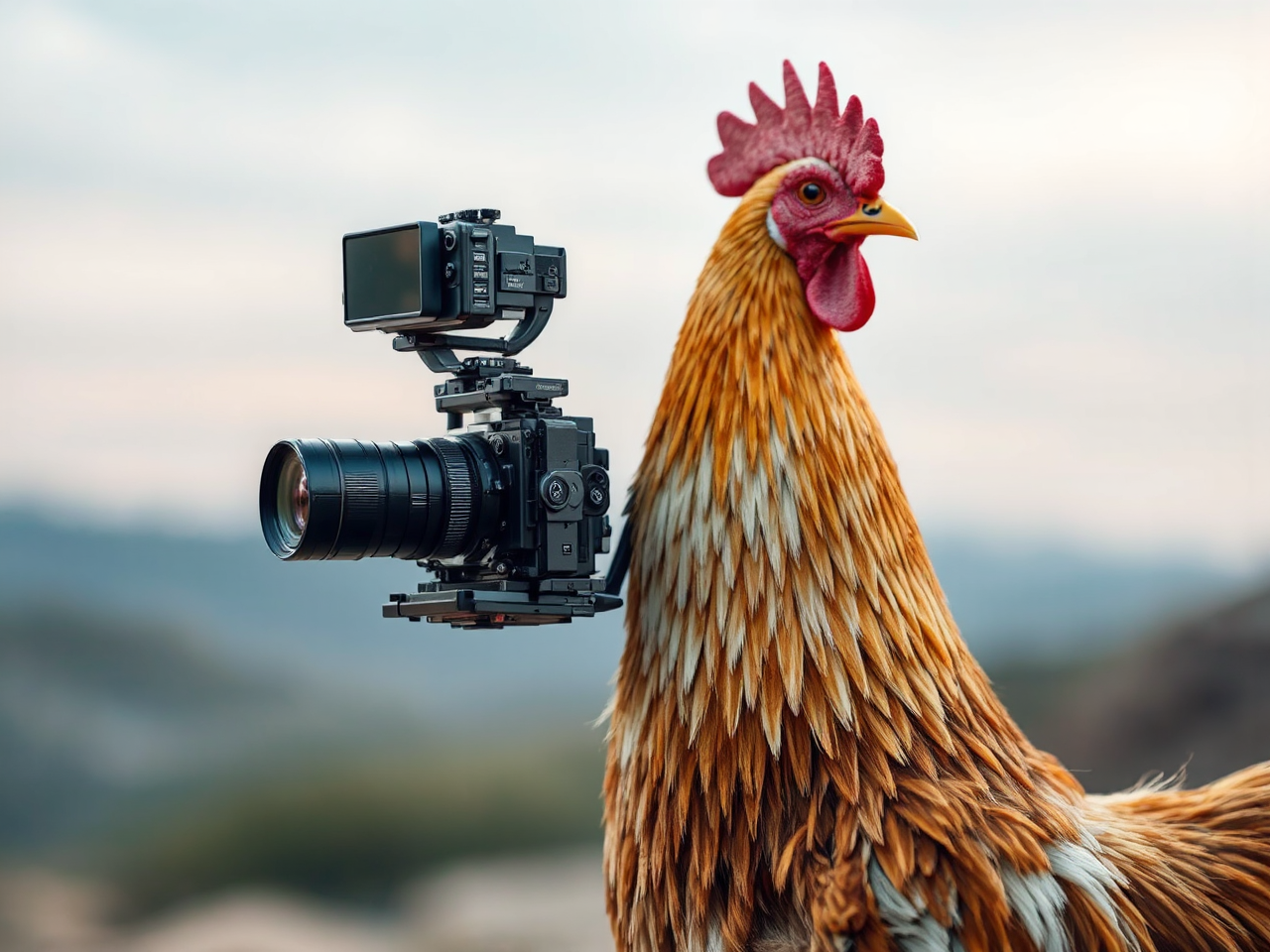 Camera gimbal resembling chicken