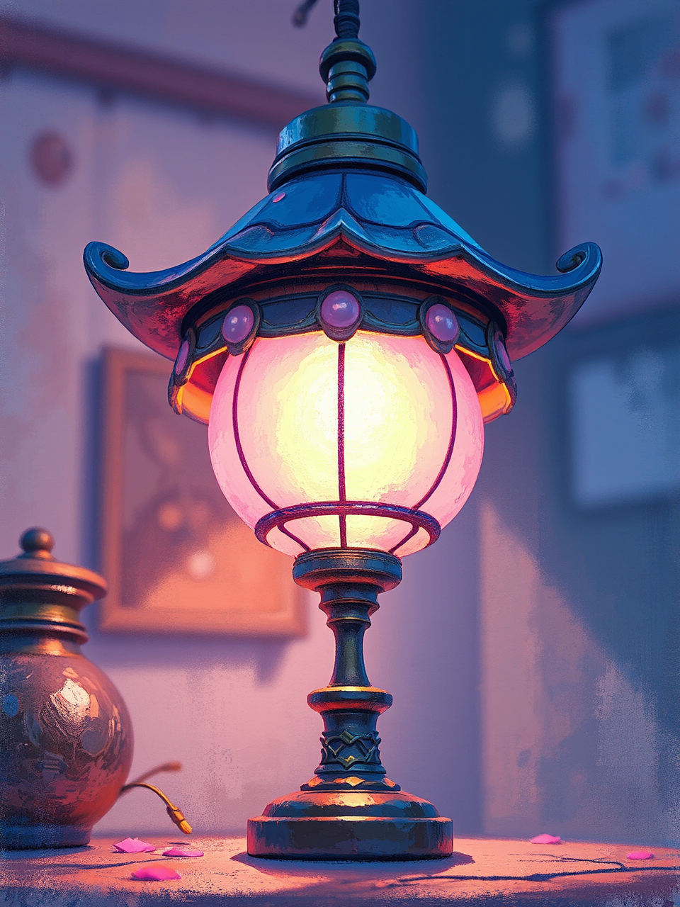 Japanese-style lamps with pastel
