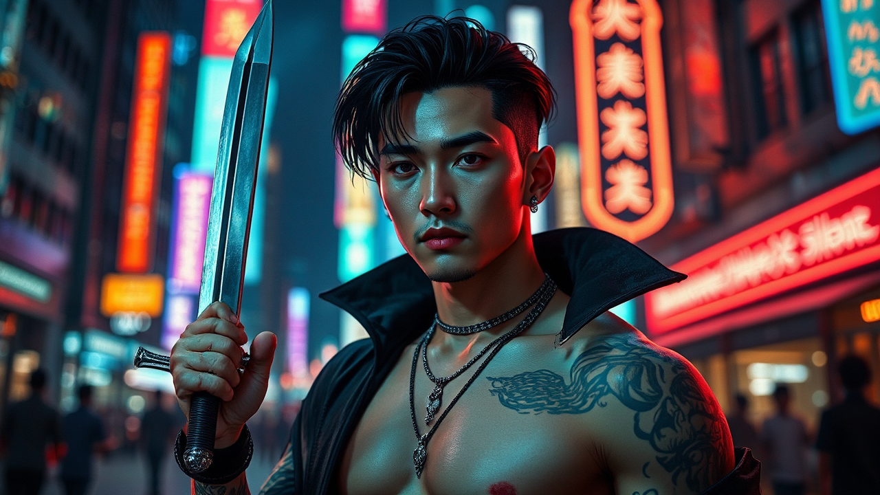 Male Asian vampire in