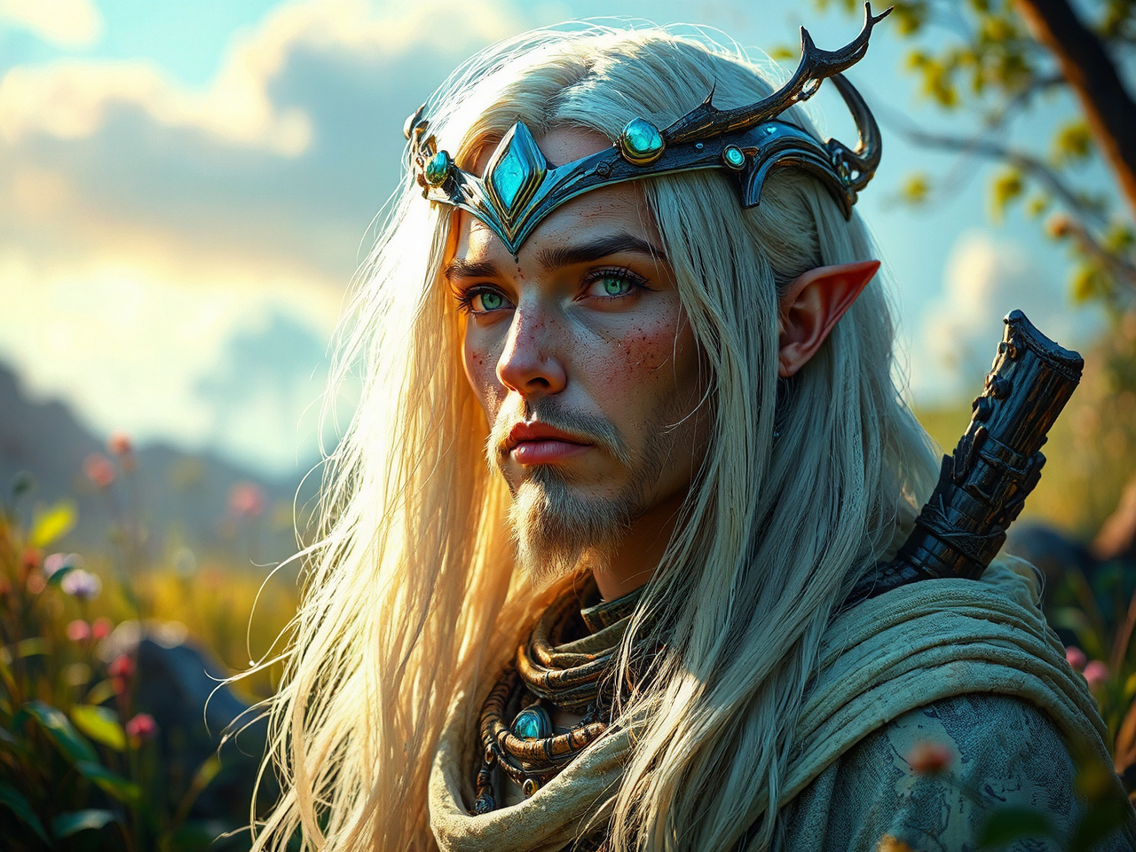 Futuristic shaman in natural