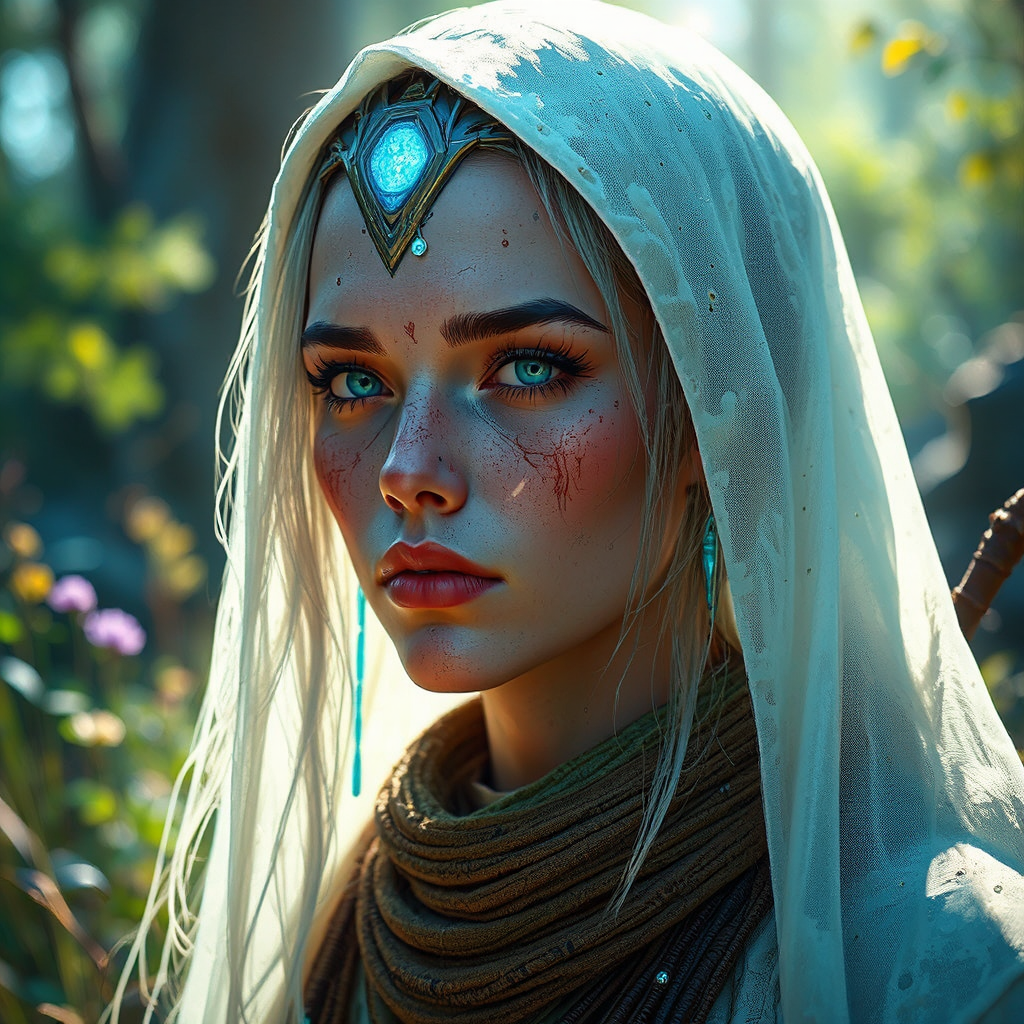 Futuristic shaman in natural