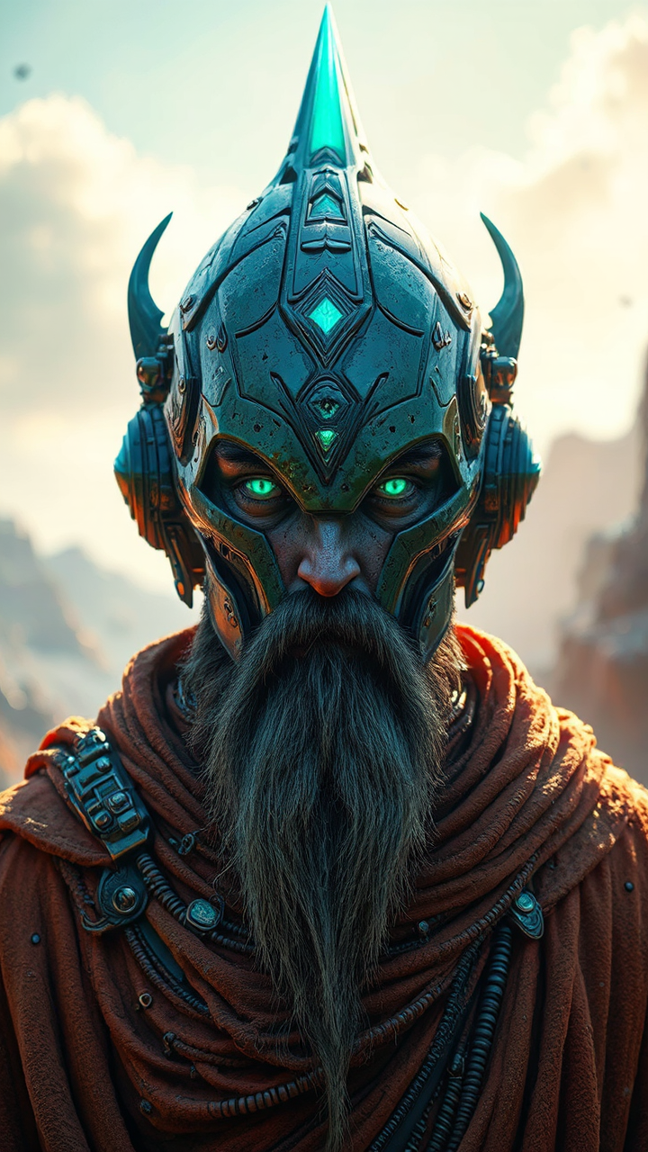 Futuristic shaman in detailed