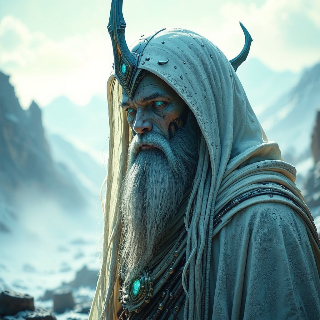 Futuristic shaman in detailed