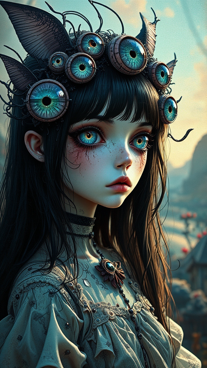 Girl with multiple eyes