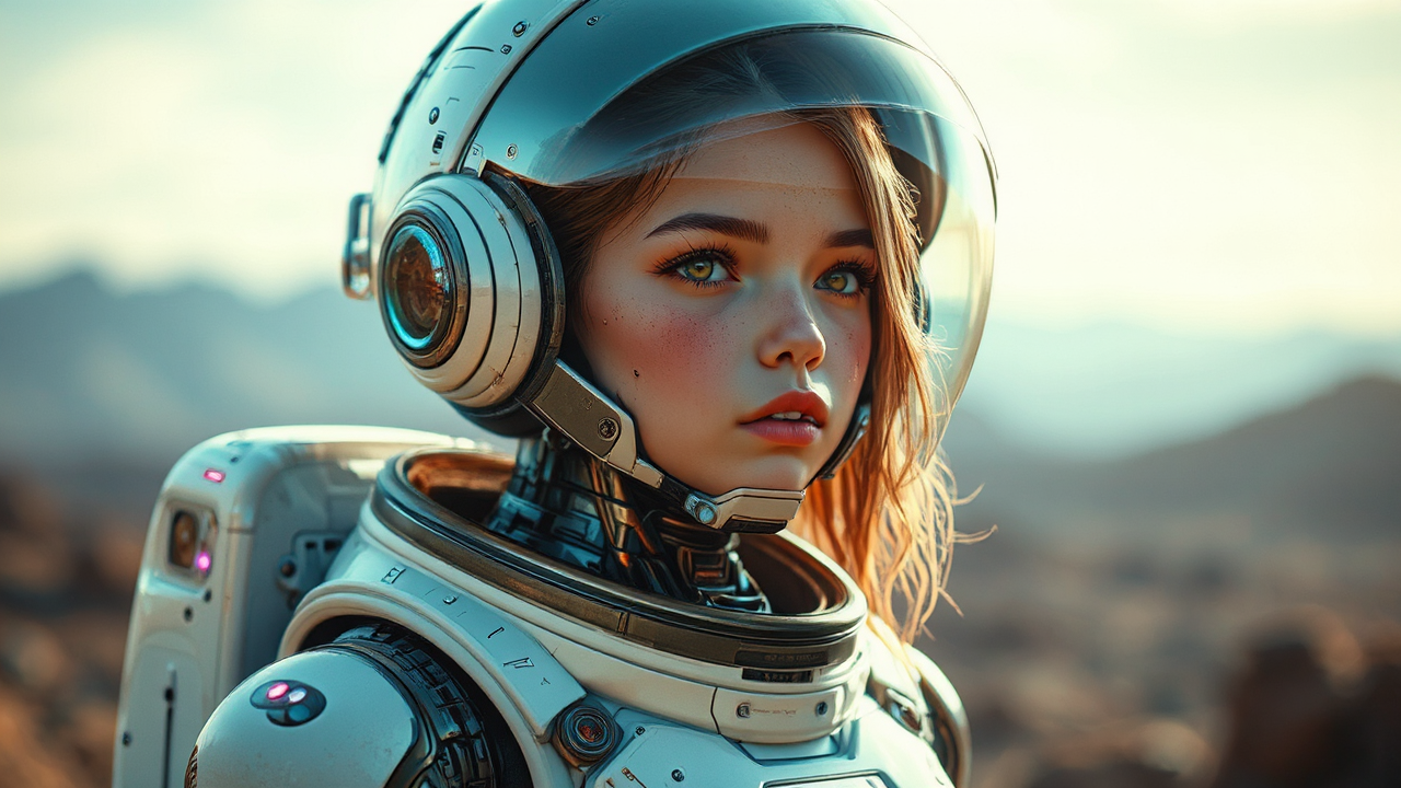 Futuristic cybernetic teenage girl