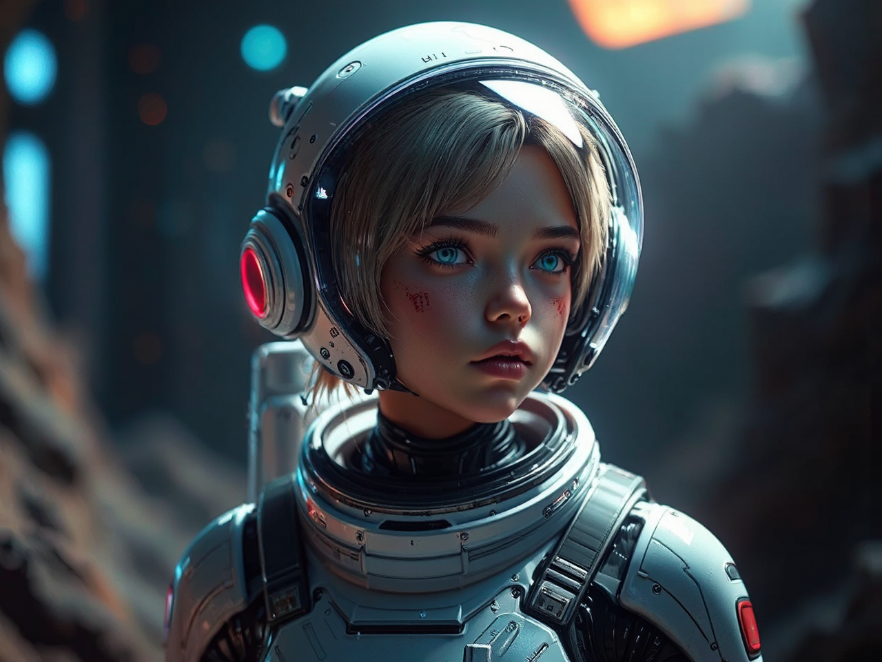 Futuristic teenage cyborg spacegirl