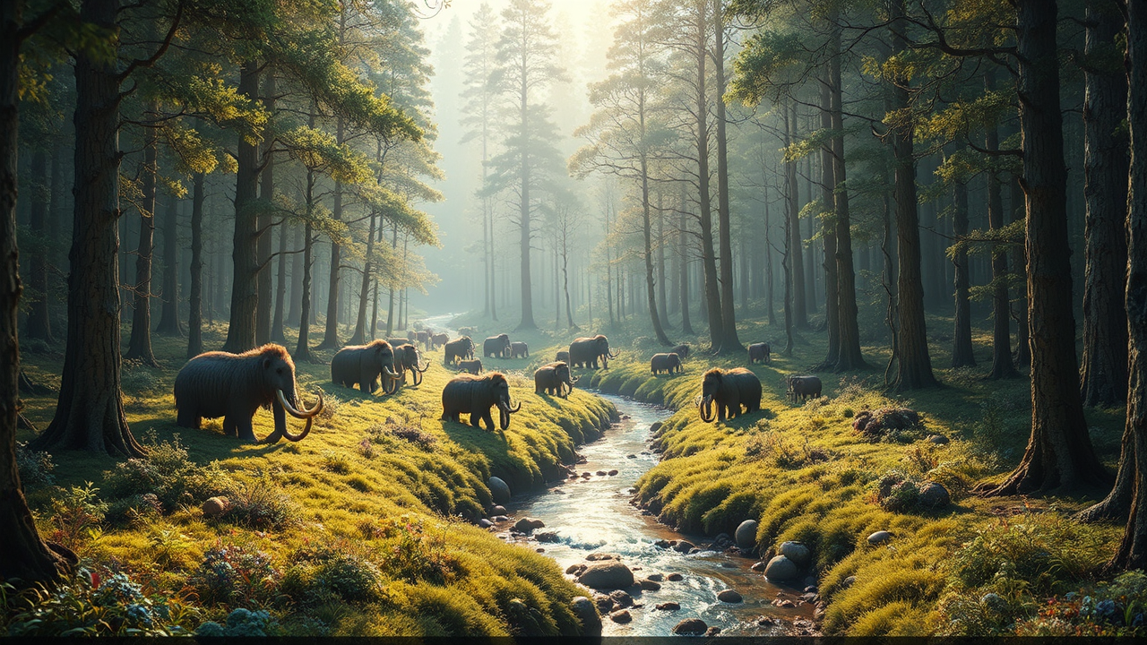 Surreal mystical forest with