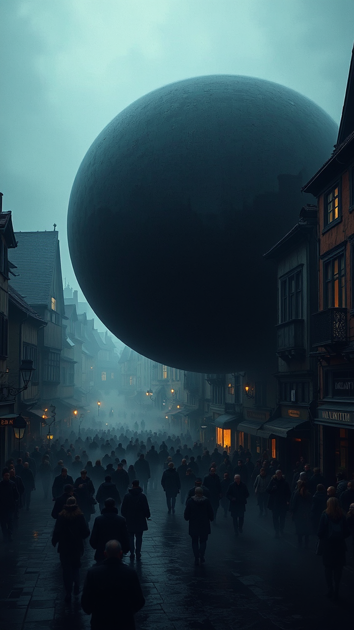 A large black sphere