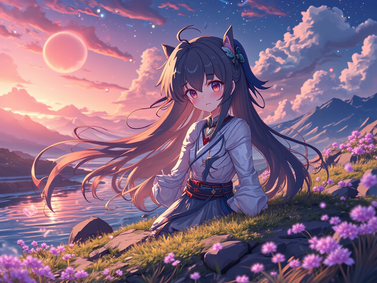 Multiple stars in space.