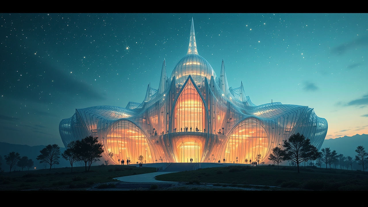 Transparent futuristic utopian architecture