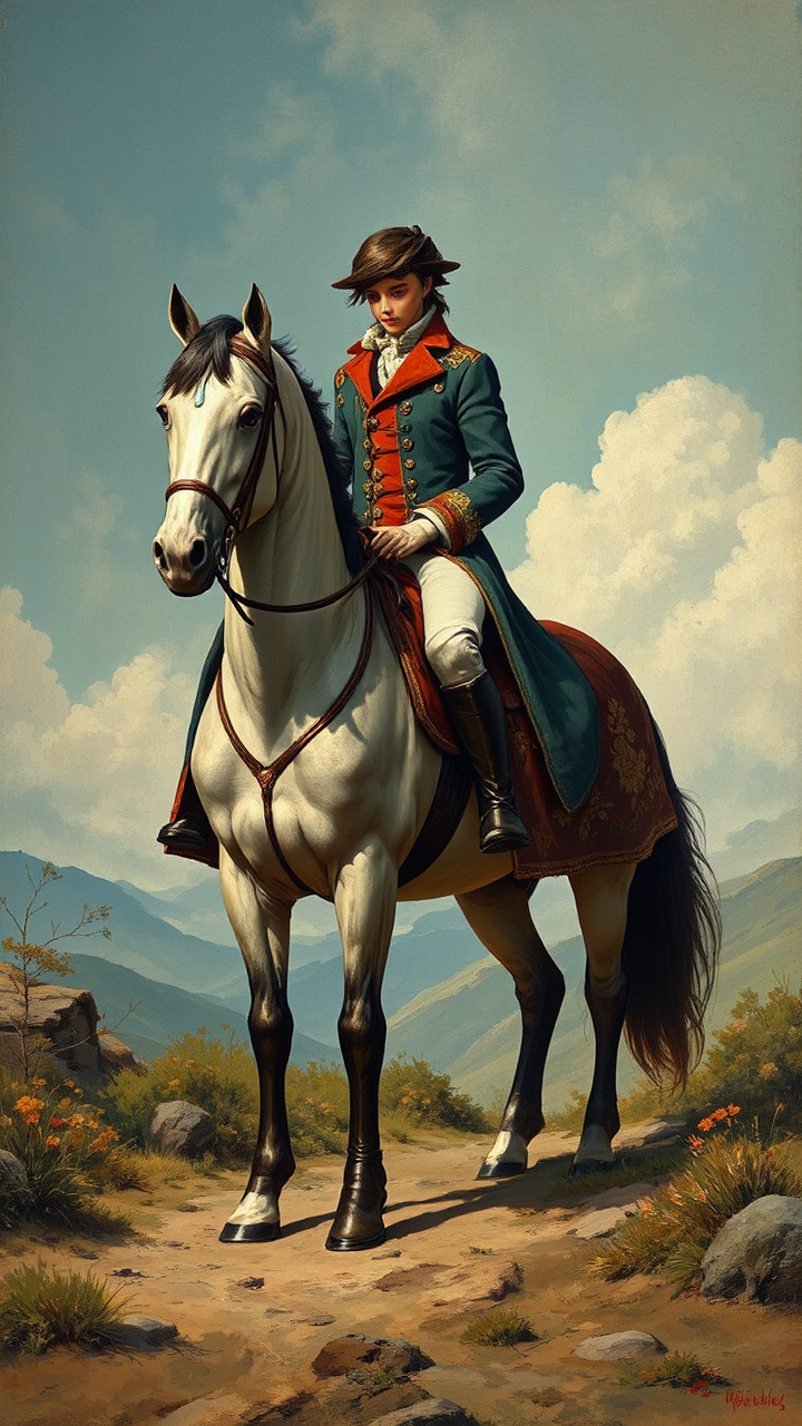 Elegant woman on horseback.