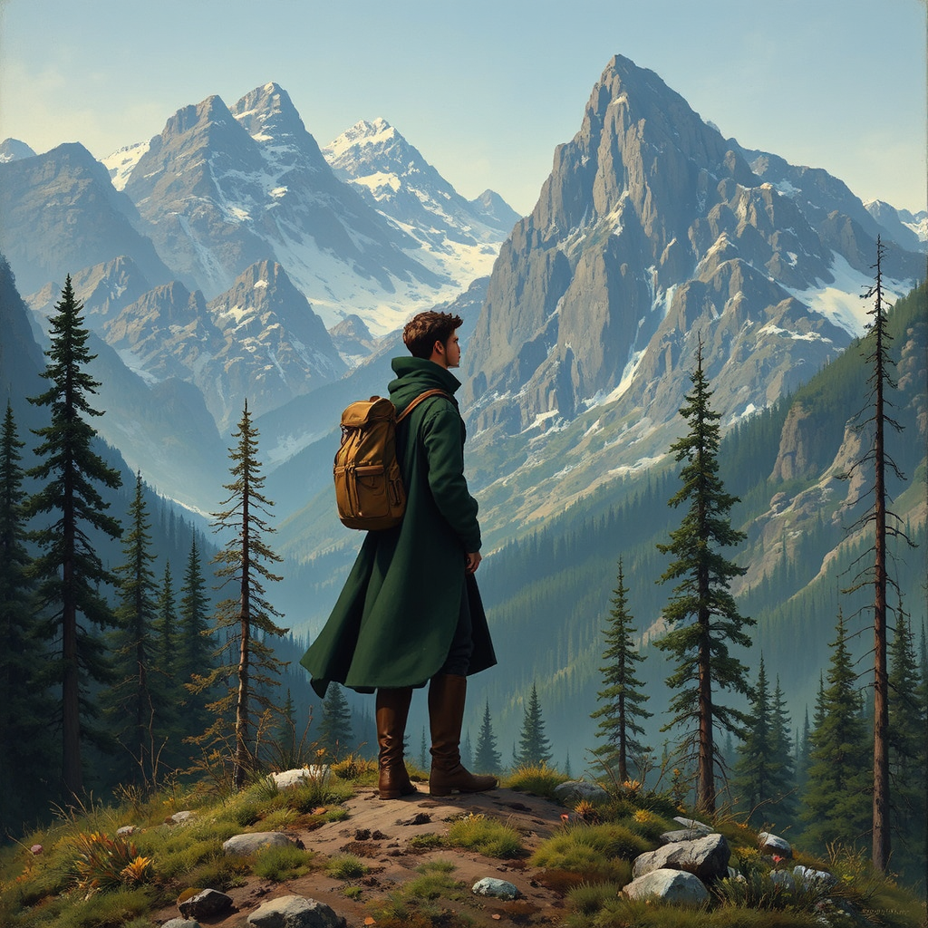 Hiker in mountainous terrain