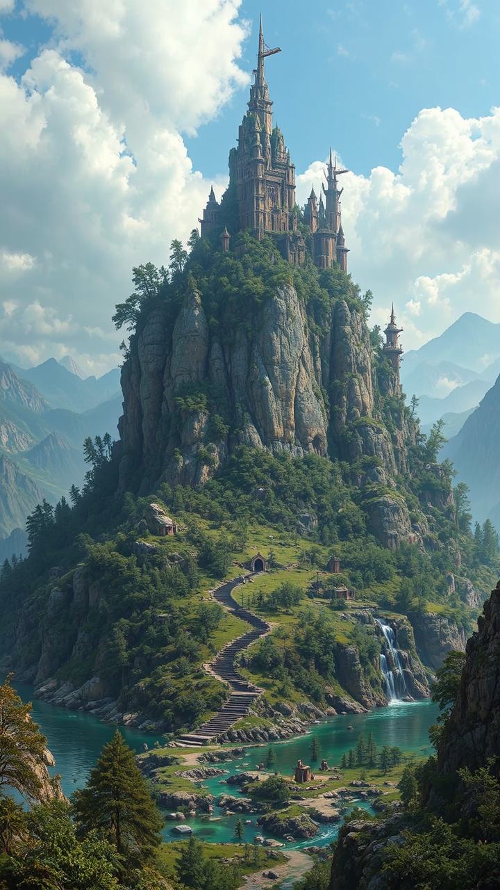 Ancient island in hyper-realistic