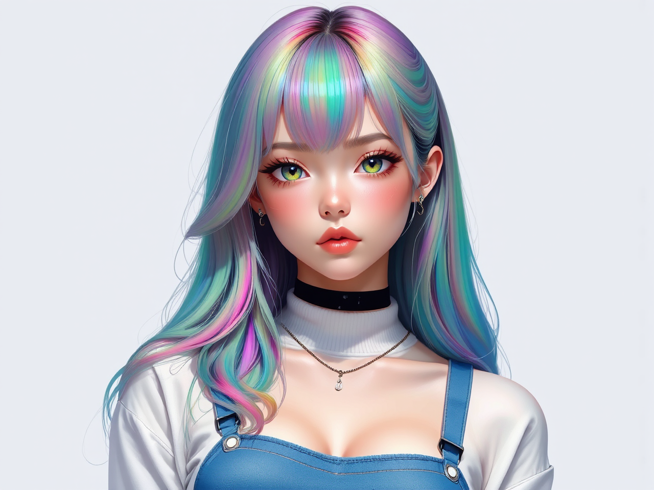 Anime girl with colorful