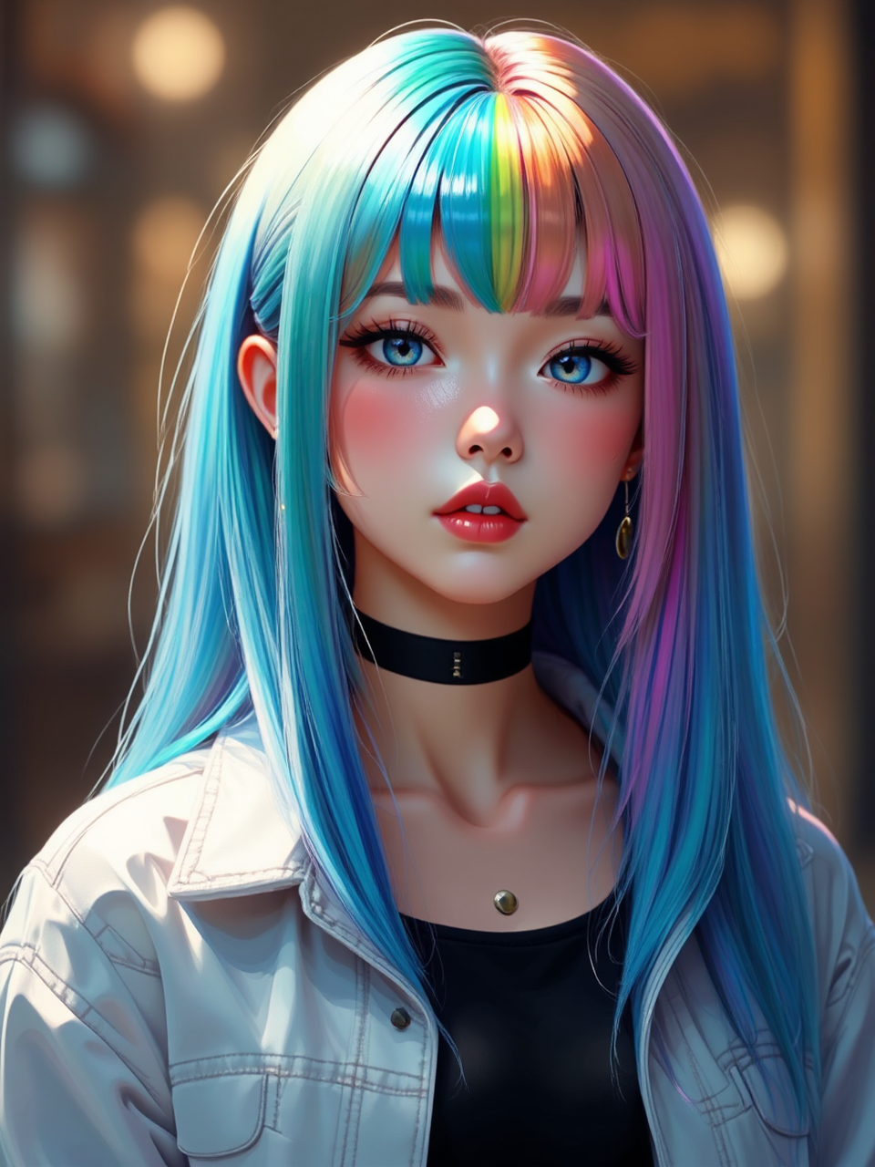 Anime girl with rainbow