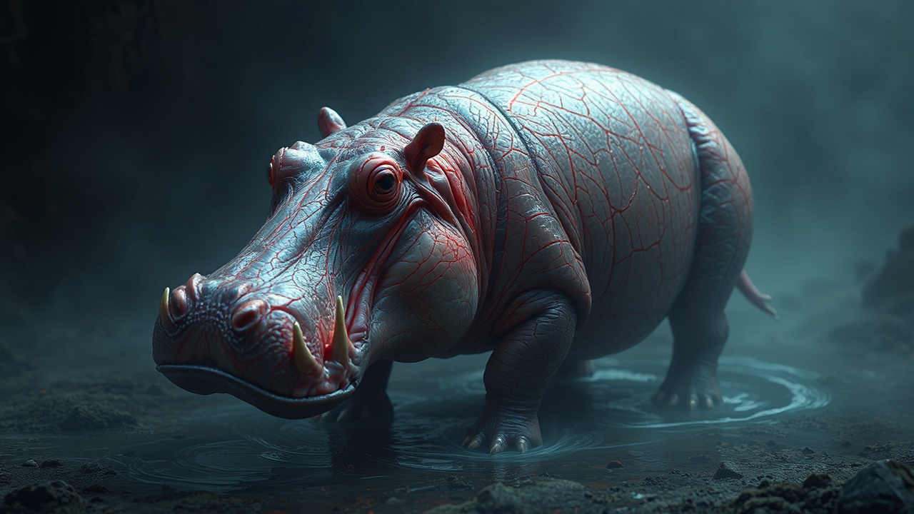 Hippopotamus anatomy in detailed