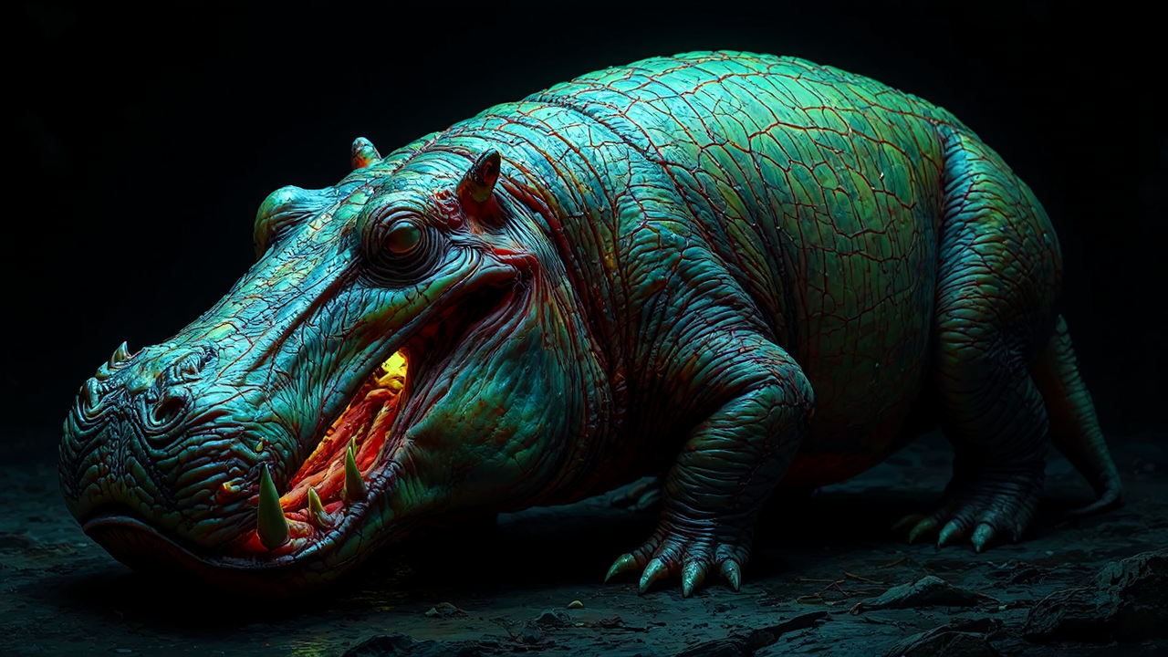 Hippopotamus with visible internal