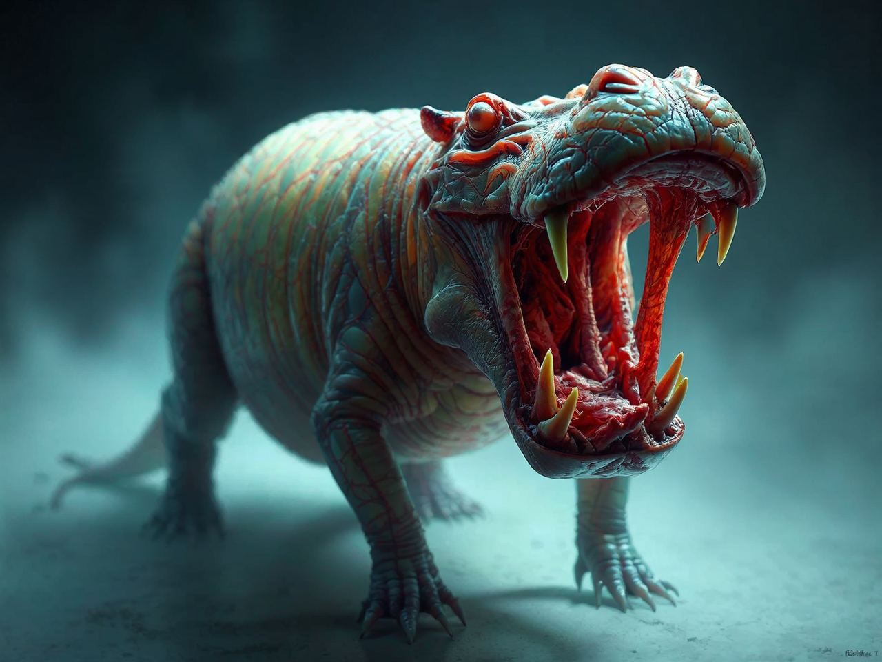 Hippopotamus with translucent, eerie