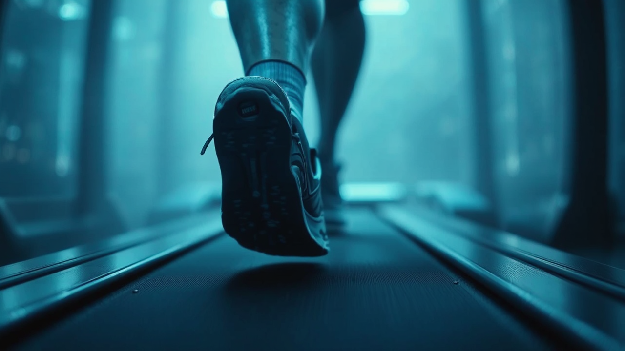 Old running shoes on