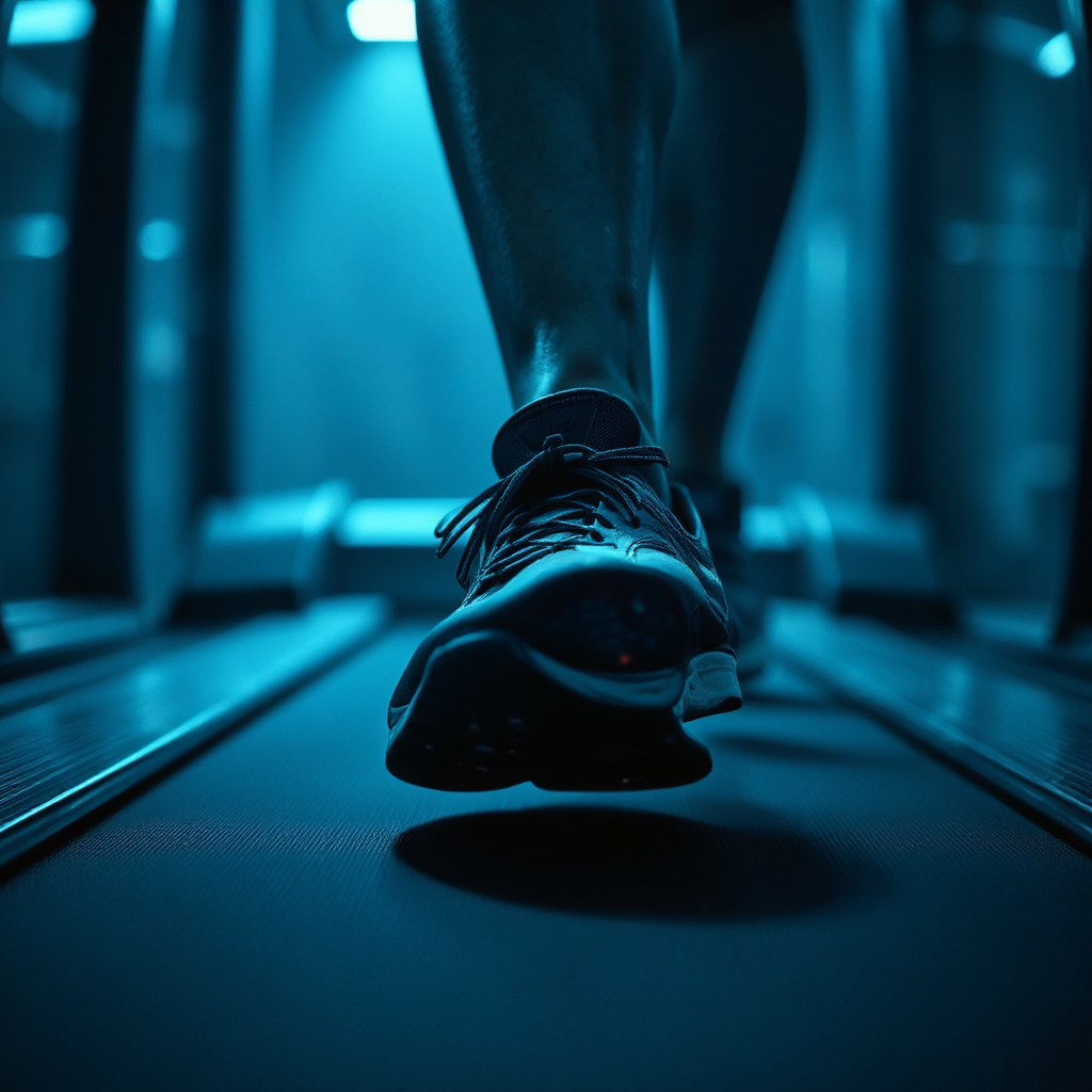 Close-up of worn running