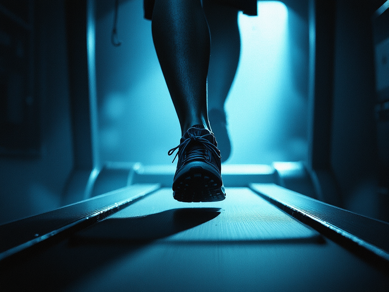 Old running shoes on