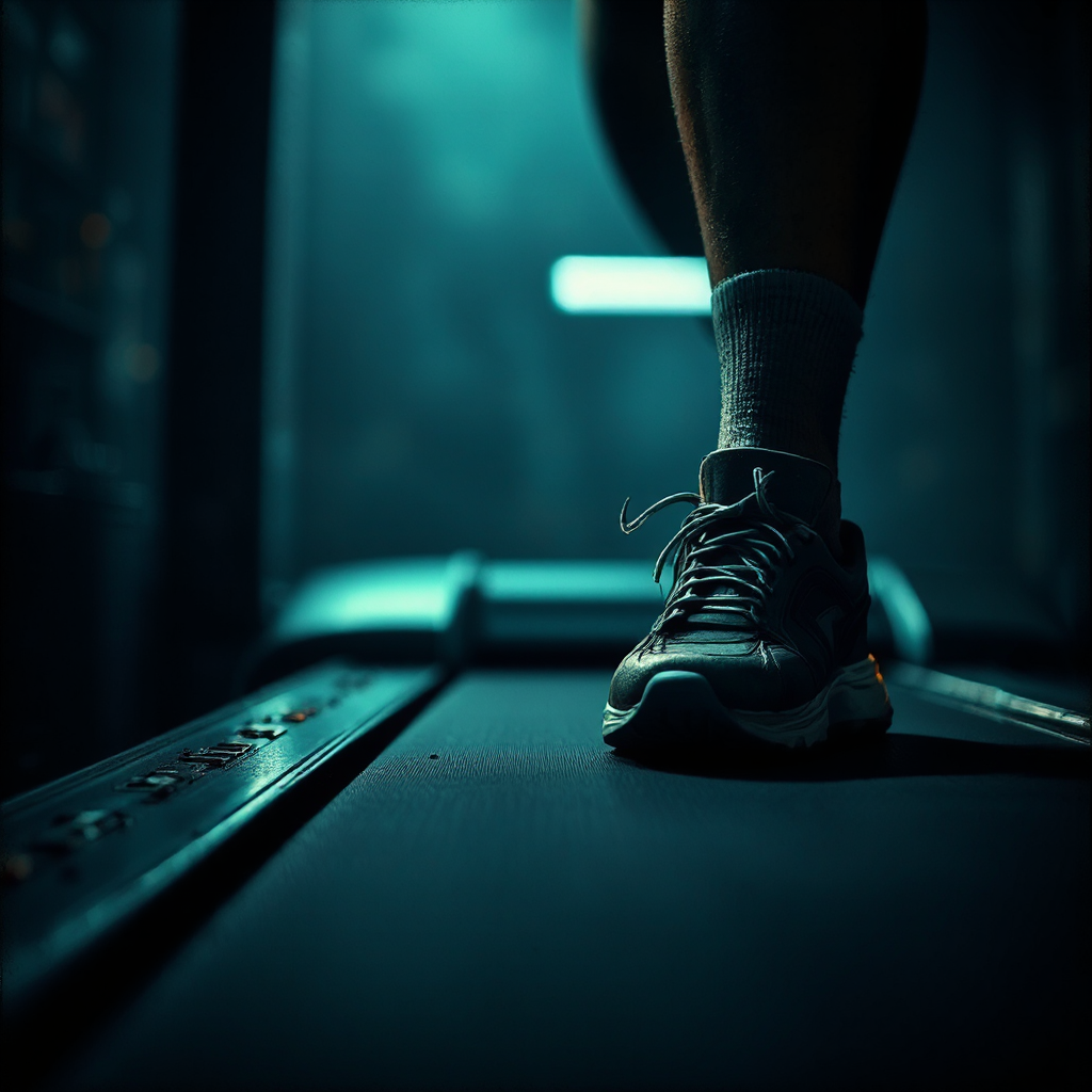 Old running shoes on