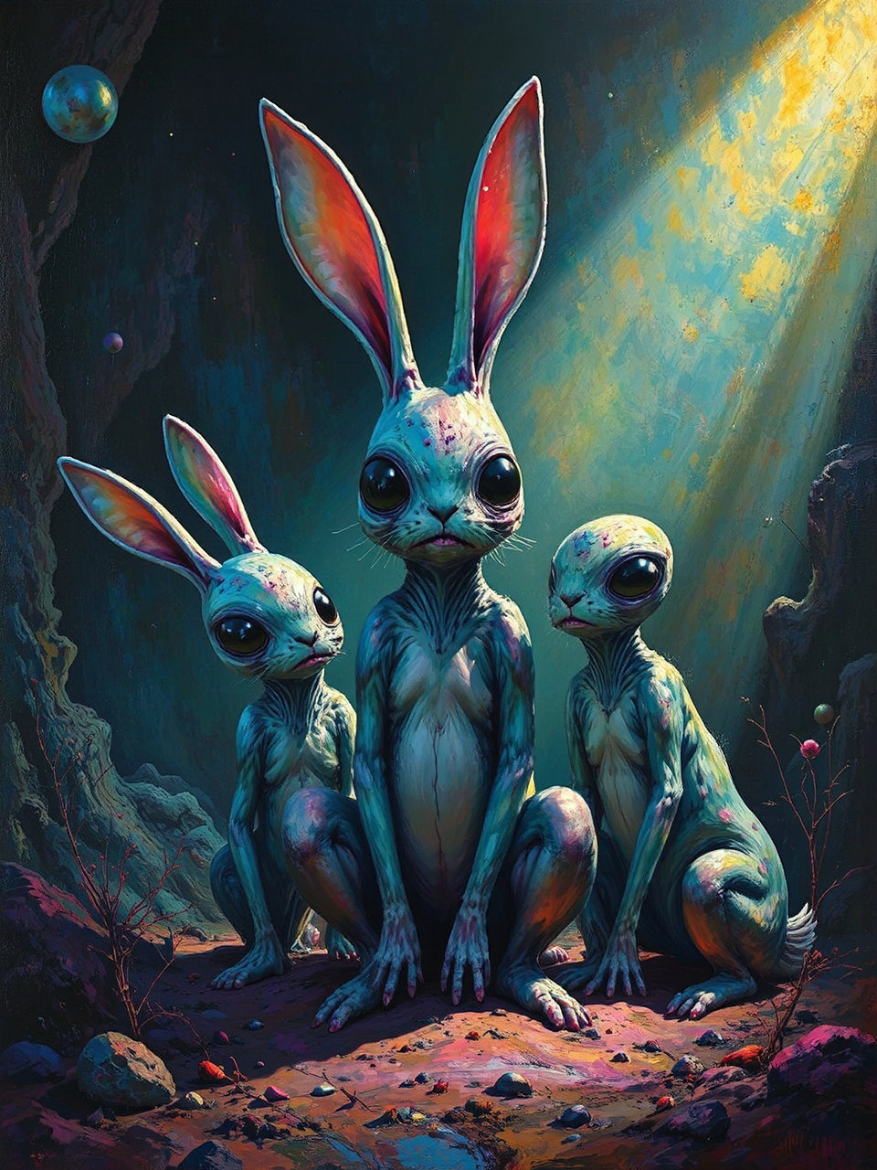 Alien bunny creatures in