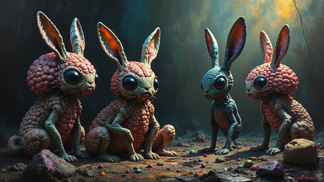 Alien creatures in surreal