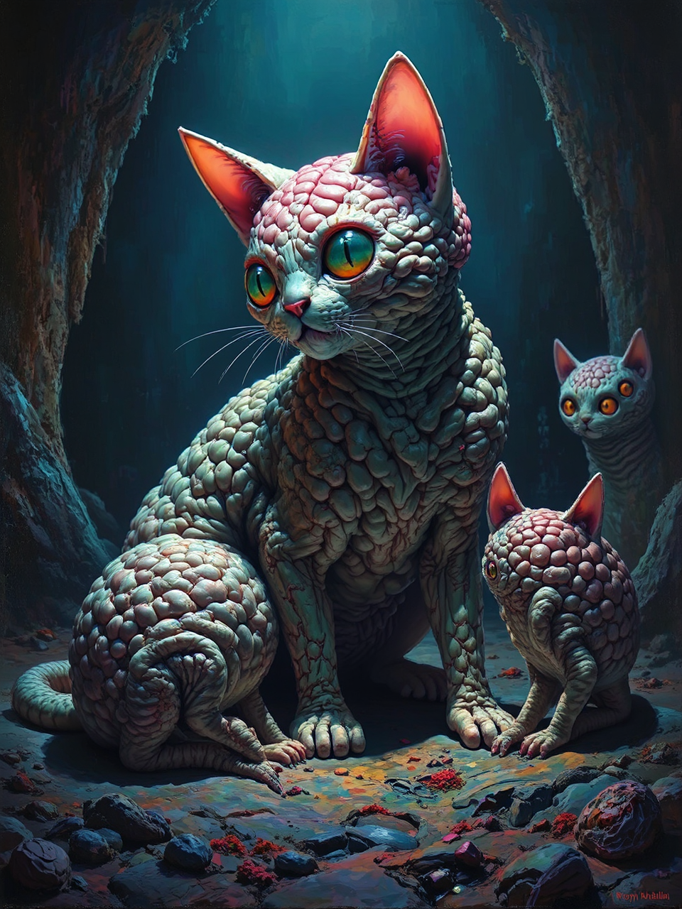 Alien cat creatures with